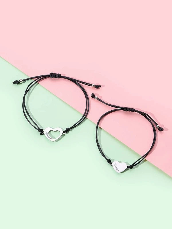 Girls Heart Decor Bracelet - 2pc