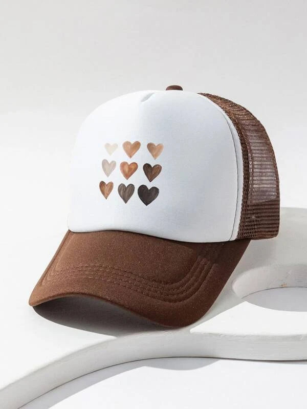 Heart Print Trucker Hat