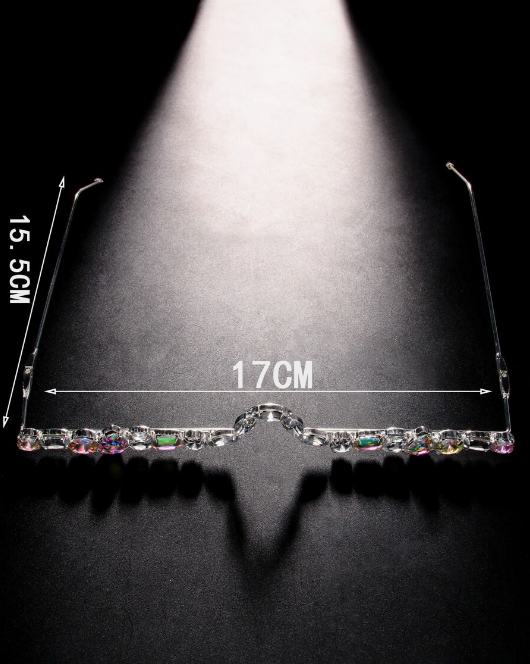 1pc Iridescent Rhinestone Lensless Frames