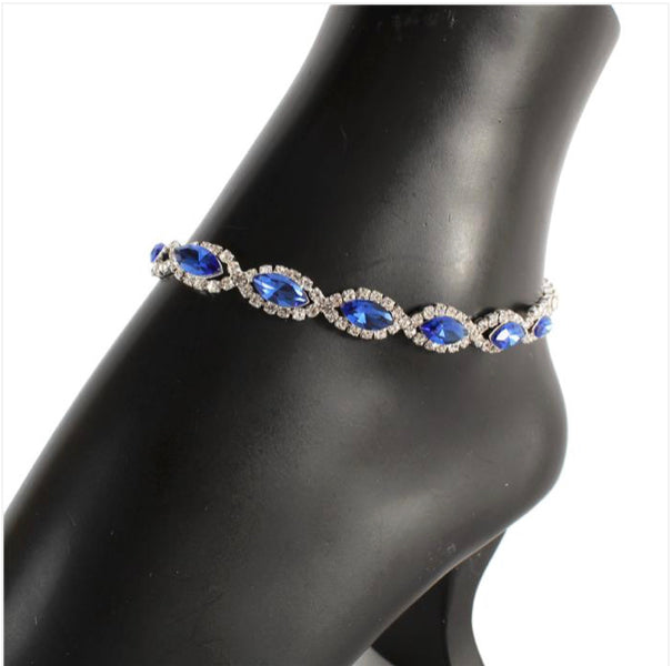 Rhinestones Oval Anklet