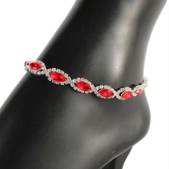 Rhinestones Oval Anklet