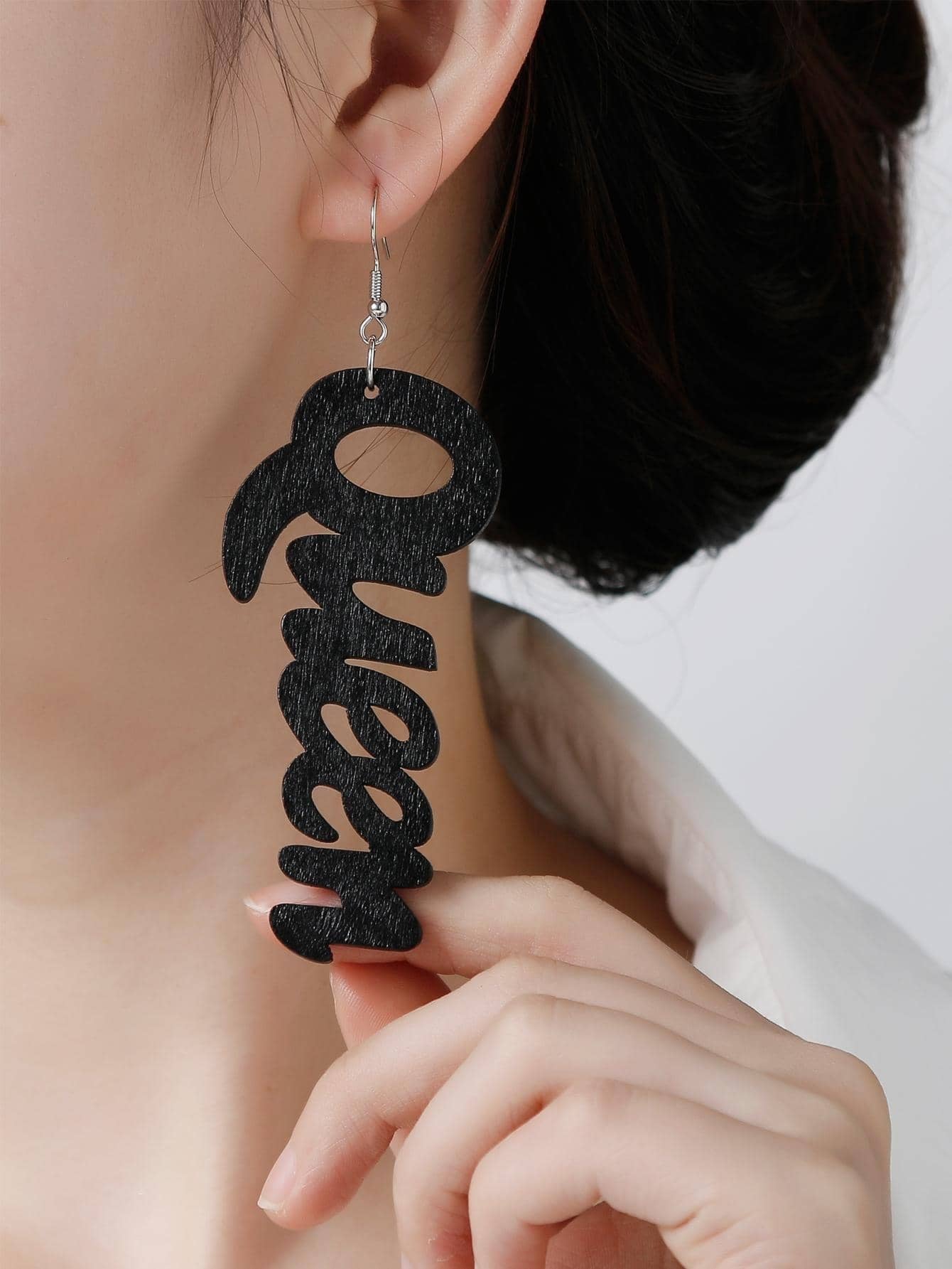 Queen Wooden Earrings for Women Drop Dangle