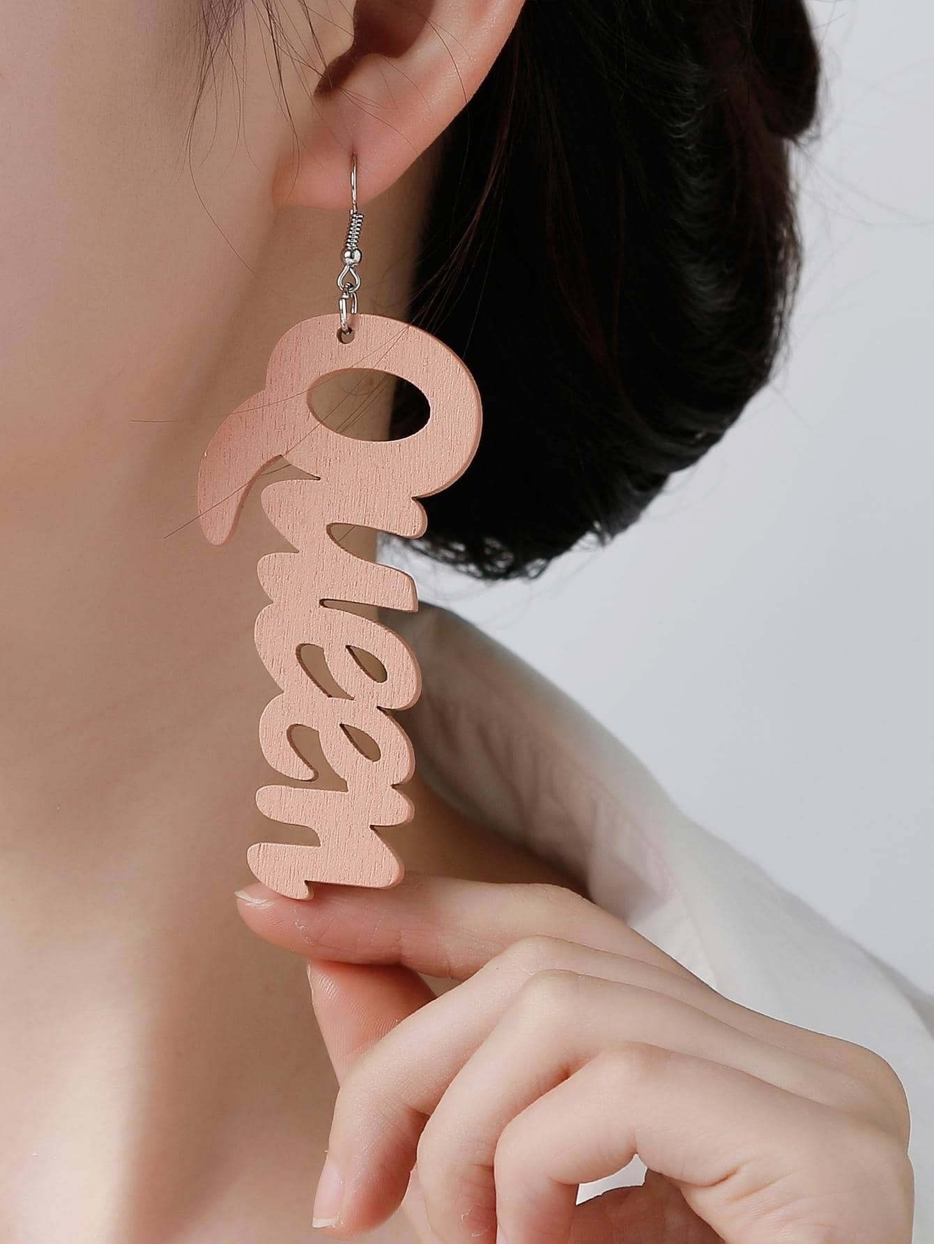 Queen Wooden Earrings for Women Drop Dangle