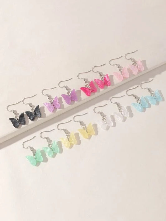 Girls Butterfly Earrings - 8 pair