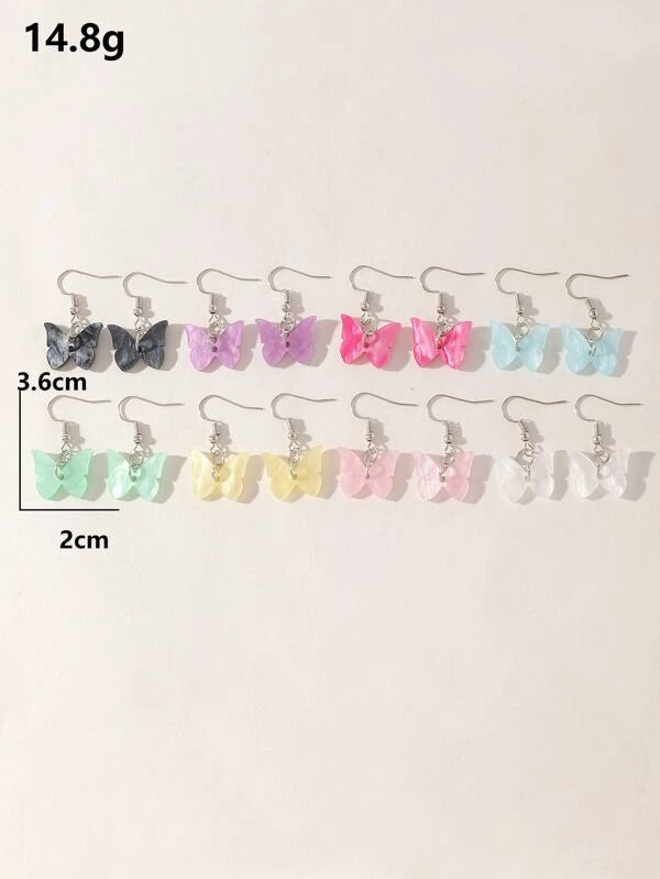 Girls Butterfly Earrings - 8 pair