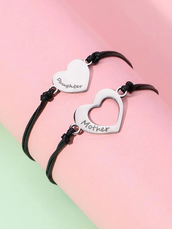 Girls Heart Decor Bracelet - 2pc