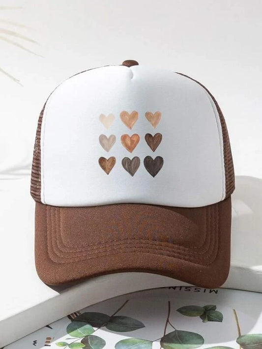 Heart Print Trucker Hat