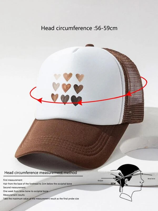 Heart Print Trucker Hat