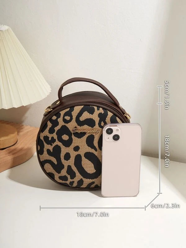 Mini Leopard Print Circle Bag