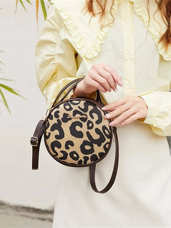 Mini Leopard Print Circle Bag