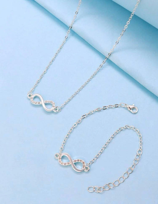 Girls Infinity Decor Necklace & Bracelet Set