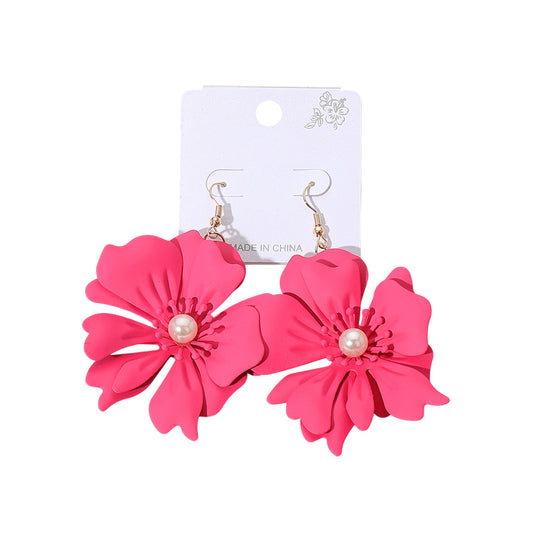 Pearl Pointed Flower Dangle Earrings