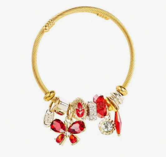 Butterfly Bangle - Red