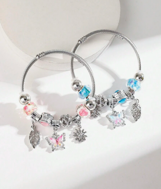 Stainless Steel, Colorful, Butterfly Bracelet